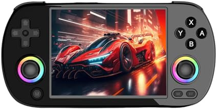 RG40XX H Console de jeu portable rétro 4 640 x 480 IPS 3200 mAh Carte TF 64 Go intégrée Prend en charge plusieurs simulateurs système Linux avec protecteur d'écran (Noir-64G)