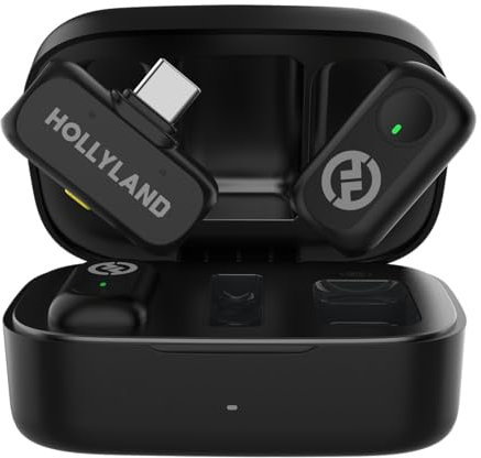 Hollyland LARK A1 Wireless Mini Microphone for iPhone15/16 & Android, Pure Sound, Noise Cancelling, Magnetic Microphone for YouTube, TikTok, Podcast, Vlogging for USB-C(2TX+1RX+Charging Case)