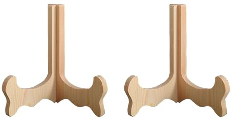 Avejjbaey Lot de 2 présentoirs en bois robuste pour sculptures et assiettes - Portable pour la décoration de la maison ou du bureau