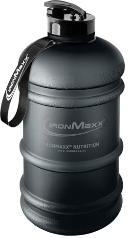 IronMaxx Gourde Sport - Bouteille d’Eau Sport 2.2L (2200 ml) Noir Mat Profond | Gourde Sans BPA ni DEHP Water | Bouteille étanche avec échelle de mesure Bottle Grande Capacité d’Hydratation