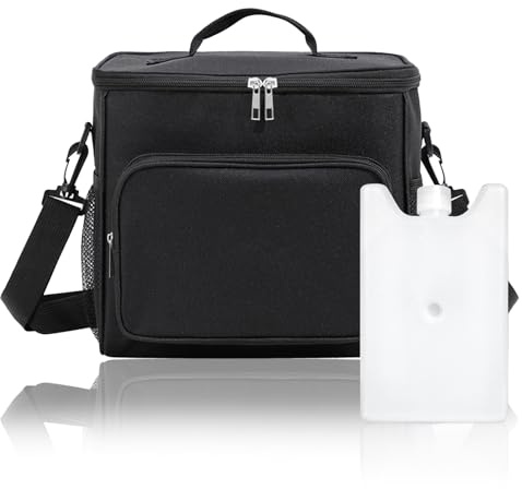DAVBNM Soft Cooler Bag, 10L Large Cool Bag, with Ice Box, Thermal Food Delivery Bag, Insulated Picnic Lunch Bag, Reusable Insulation Shopping Bags, for Lunch Picnic Camping BBQ Beach Outdoor, Black