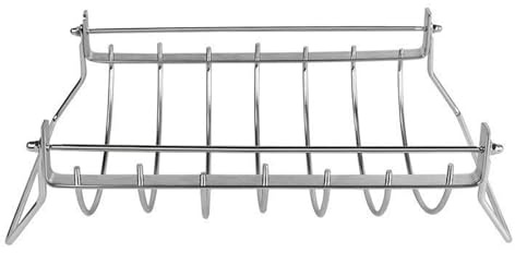 Non-Stick Ribbed Grill | Stainless Steel Rib Stand for Grilling, BBQ and Smoker - Food-Grade Roasting Stand Holder Accessories Foldable for Wings Chicken Leg Pork Beef