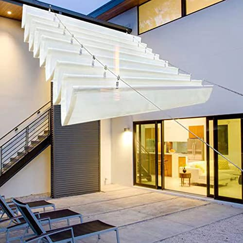 Tenda parasole retrattile a forma di U, 95% di protezione UV, per patio, giardino e padiglioni, impermeabile e facile da pulire, colore bianco (1,8 x 8 m)