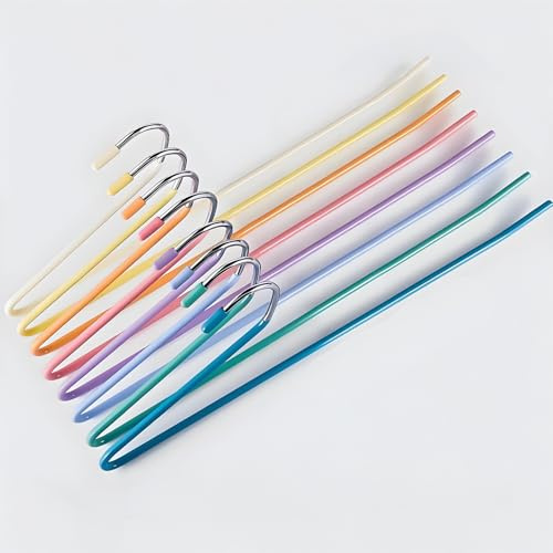 GOWODOOO Hosenbügel,Metall Kleiderbügel Hosen offenes Ende rutschfest,multifunktional kleiderbügel platzsparend für Hosen,Jeans,Handtücher,Schals,8 Stück Vorwärts(Regenbogen)