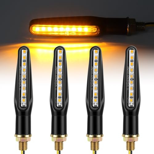 EYPINS 4x Intermitentes LED Moto Homologados E24, 12V 9LED Luz Diurna Universal sin Efecto Secuencial, Impermeable IP65, Cable 25cm para Motocross, Scooter, Quad, Ciclomotor