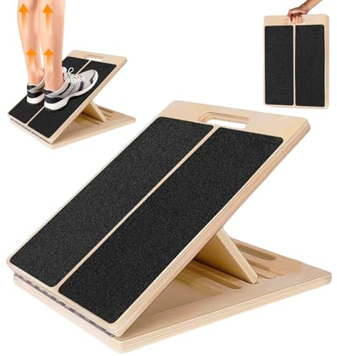 Tbintul Planche Inclinée en Bois,Planche D'équilibre en Bois,Planche Inclinée Kiné,Réglable Balance Board Pour Étirez les Muscles de vos Jambes et Entraînement à L'équilibre