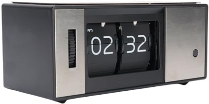 Hamwesh Retro Flipklocka, Vändningssiffror, 12-timmars AM/PM-skärm, Enkelsidig Kompakt Design, Byggd för Att Hålla, för Heminredning, Vardagsrum, Sovrum, Arbetsrum, Utomhus, Badrum,
