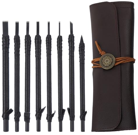 PACKOVE Juego de Cinceles para Tallar Madera y Piedra Funda, Herramientas de Grabado en Acero Tungsteno para Artesanía y Manualidades