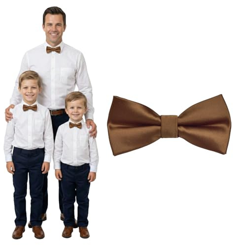 DonDon Nœud papillon enfant garçon bébés et homme aspect soie brillant, pré-noué et réglable en longueur en polyester - accessoire festif pour mariage, communion et cérémonie