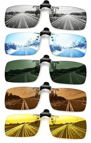 Cesujowaz Gafas de Sol Polarizadas para Hombres Clip On, Gafas de Sol Polarizadas para Personajes con Lentes, Gafas UV400 para Conducir Pescar y Deporte