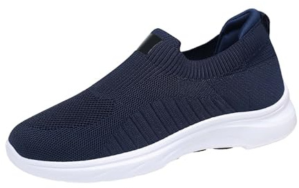 Scarpe sportive da uomo traspiranti - Basket senza lacci, da uomo, scarpa comoda, sneakers di grandi dimensioni, calze leggere, sneaker casual sneaker per running fitness tennis, blu, 42 EU