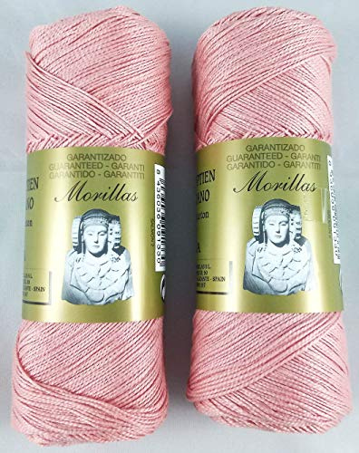 PACK 2 ZEPELINES Algodón perlé 100% egipcio mercerizado para DIY y tejer a mano labores de ganchillo o punto con un acabado elegante. (2 X 70gr) (5, SALMÓN 2)