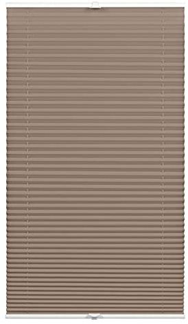 GARDINIA Plissee Concept Tageslicht, Blickdichtes Faltrollo, Alle Montage-Teile inklusive, EASYFIX Plissee verspannt mit Zwei Bedienschienen, Taupe, 100 x 130 cm (BxH)