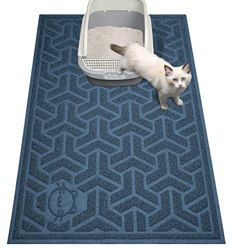 UPSKY Cat Litter Mat, Litter Trapping Mat Soft on Kitty Paws, Large Litter Box Mat 35 x 24 Scatter Control for Indoor Cats Waterproof and Extra Large Pretty Litters Carpet