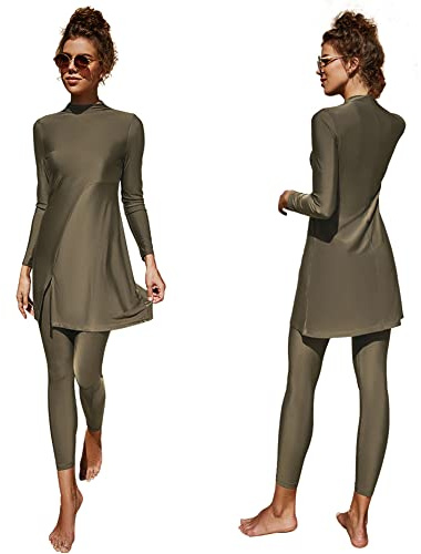 Femmes Maillots de Bain Musulmans Islamique Modest Couverture Complète Burkini Manches Longues Haut Pantalon Natation été Tenue de Plage Maillots Rashguards 2 Pièce