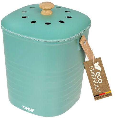 HMF Nachhaltiger Biomülleimer Küche, Geruchsdichter Komposteimer mit Deckel | 3 Liter | Grün