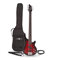 Gear4music Chicago Basso elettrico 5 corde con accessori rosso