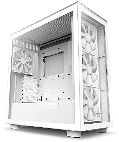 NZXT H7 Elite - CM-H71EW-02 - Boîtier de Jeu PC ATX Mid Tower - Port USB Type-C en façade - Panneau latéral en Verre trempé à dégagement Rapide - Blanc (2023)