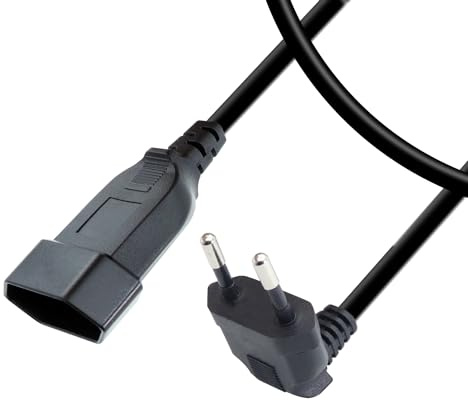 RIIEYOCA 90 graders europeisk rak vinklad förlängningskabel, typ C hane - hane till typ C hona, 2,5A/250 V, 0,75 mm² för PC, dator, bildskärm, TV, hushållsapparater, svart (0,6 m)