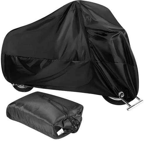 Funmo Housse de Moto Couverture Imperméable, Protection Extérieure, Noir, Oxford Résistant aux Poussière, XXL, 245x105x125cm