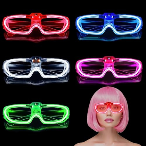 EKKONG Gafas LED Gafas Luminosas para Fiestas 5 Piezas Gafas con Luces Led para Halloween, Cumpleaños, Raves, Navidad, Regalos