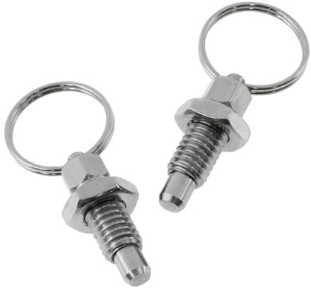 2 unidades de empuje de resorte con anillo de tracción, pasador de seguridad de acero inoxidable, perno de bloqueo retráctil para instalaciones industriales (M8)