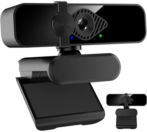 Webcam USB HD 2K/30fps avec Microphone, Mise au Point Automatique, caméra d'ordinateur à Angle de Vision de 120°, Webcam PC adaptée au Streaming en Direct,aux appels vidéo, aux réunions