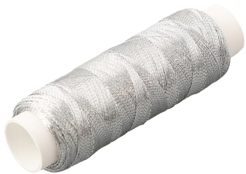 Filo da cucito color argento e oro, 200 metri di poliestere liscio, perfetto per vari progetti fai da te, tra cui ricamo e artigianato (1 filo d'argento)