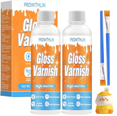 1 esmalte de arcilla seca al aire con 2 pinceles, barniz de arcilla brillante para secar al aire, cerámica, pintura al óleo y madera, impermeable, resistente a grietas, arañazos y desgaste, barniz de