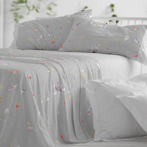 Burrito Blanco | Juego de sábanas Algodón | Cama de 150 a 160cm. (+Medidas Disponibles) | Diseño 629 | Color Gris (150-160x190/200cm.)