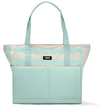 LARKSON Strandtasche Damen & Herren Mint - Linn - Große Beach Bag für Strand, Schwimmbad, Pool - Tote Bag Badetasche XXL mit Reißverschluss - Leicht