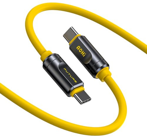 AOHI für thunderbolt 5 Kabel, 1M 80Gbps USB4 2.0 Kabel, USB C Ladekabel bis zu 120Gbps Bandbreite, The Future Adonis Dual 8K/4K Display und 240W Schnellladung, Kompatibel mit MacBook Mini 4, SSD, Gelb
