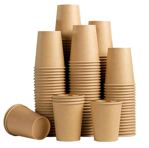 Kokoie 50 Stück Einweg-Kraftpapierbecher, 9oz 250ml Pappbecher Braun