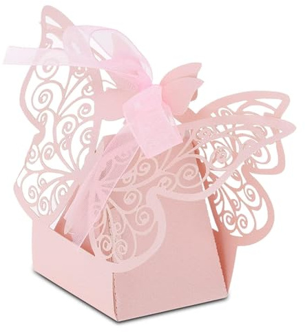 Mimdixy 100 Pezzi Scatole Regalo Bomboniere Per Feste Di Nozze,delicate Scatole Per Caramelle A Forma Di Farfalla, Bomboniere Bomboniere Decorazioni Nuziali Per Feste Di Compleanno Forniture(rosa)
