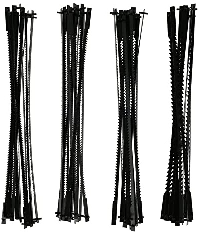 48pcs Fast Cut Down Scroll Blades 5 Inch Coping Saw Blade SK5 Carbon Steel Jig Saw Blades Woodworking Tool Carbon Steel Fine Cut Straight Fret for Wood Metal Plastic Cutting