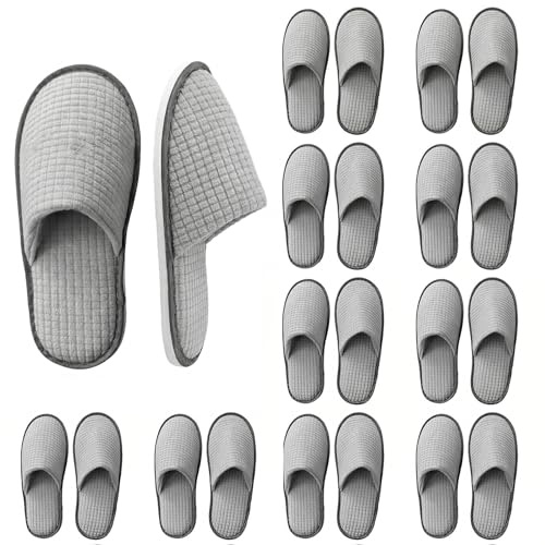 Lot De 10 Paires De Pantoufles D'hôtel, Chausson Hotel, Chausson Invité Avec 7mm Semelle Antidérapante, Hôtels Slippers Invités, Pantoufles D'invités Pour Hôtel, Voyage, Maison,Taille Universelle,Gris