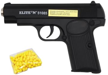 Airsoft Réplique Pistolet à Billes en Métal 16,5 cm avec 18 Billes Incluses, Ludique et Robuste 0,40 Joules, Tir Coup par Coup