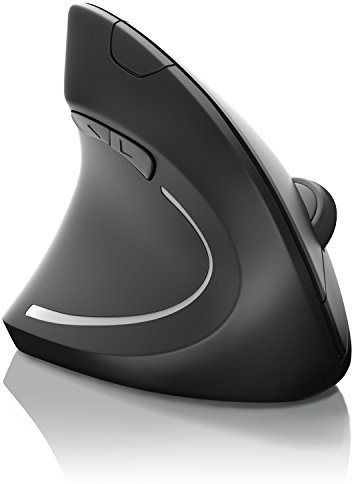 CSL - optische Wireless kabellos Funk Maus Vertikale Ausführung Linkshänder - ergonomisches Design - Vorbeugung gegen Mausarm Tennisarm besonders armschonend - Schwarz