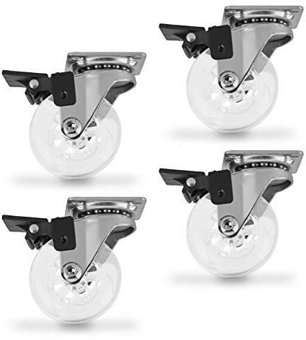 SOTECH 4 st Möbelrullar SWIFT transparent Ø 50 Svivelhjul Transporthjul med bromsar | med låsfunktion, transporthjul kan belastas upp till 140 kg (35 kg per möbelrulle), höjd 64 mm