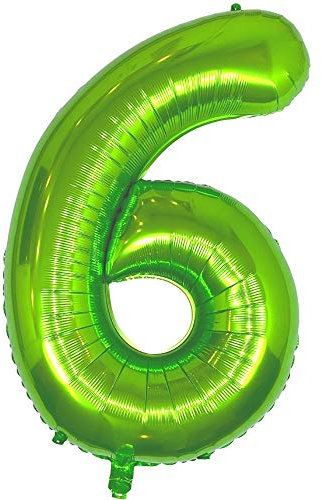 DIWULI Globo de Cumpleaños 6 Años XXL Verde - Número 6