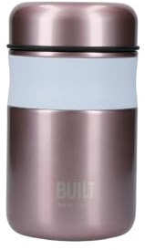 Built Double Wall Insulated Food Flask for Hot and Cold Foods, BPA Free 18/8 Stainless Steel, Light Pink, Rose Pink, 490ml