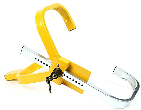 Wiltec Radkralle 500 x 100 x 300 mm, für Räder 13-15, Reifenbreite 225 mm, Parkkralle Reifenkralle aus Stahl zur Diebstahlsicherung, Wegfahrsperre inkl. Schlüssel