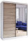 Fabryka Mebli Idźczak Kleiderschrank mit Spiegel, Schiebetüren - Schwebetürenschrank, Schlafzimmerschrank - ‎61 x 150 x 200 cm - Schrank für Schlafzimmer, Ankleidezimmer, Garderobe - Weiß, Sonoma