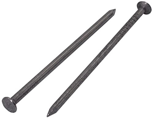 Paquete de 300 clavos de construcción de acero de 2,5 x 60 mm, cabeza redonda plana, clavos de alambre brillante multiusos comunes para carpintería (300, 2,5 x 60 mm)