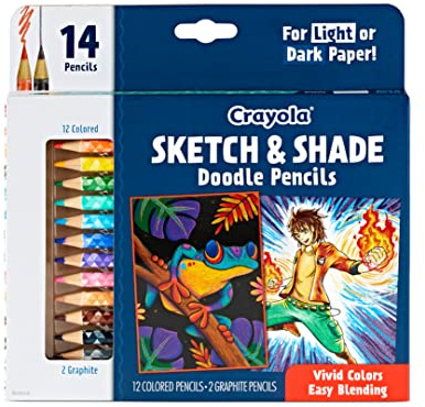 CRAYOLA Art Pencils for Sketching & Shading, Colored Pencils, Includes 2 Graphite Pencils, 14 ct