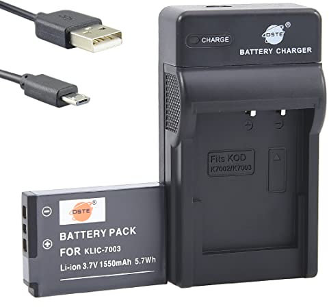 DSTE Li-Ionen Batterie und Micro USB Ladegerät Anzug kompatibel mit Kodak KLIC-7003 KLIC7003 EasyShare M381 EasyShare M420 EasyShare V1003 EasyShare V803 EasyShare Z950 EasyShare M380