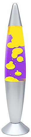 Global Gizmos 48809 Purple and Yellow Lava Lamp/Silver Base Colour/Retro Nostalgia/Relaxing Mood Light / 16 Inch Height