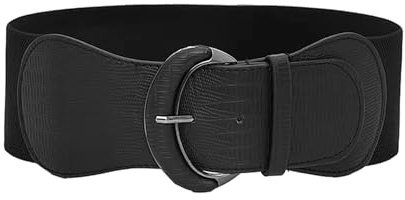 MEMOFYND Cintura Larga In Pelle Per Donna, Vita Regolabile, Elasticizzata, Cappotto, Nero, 94 Cm