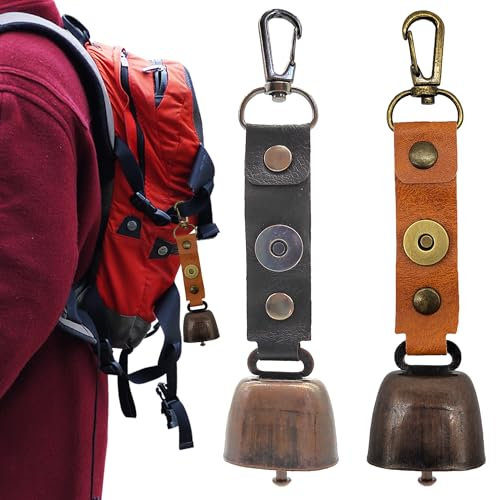 CHENNAN 2 Pièces Montagne Escalade Cloche Mini Ours Cloche Randonnée Cloches d'ours Bruyantes Polyvalent pour Les Randonnées en Plein Air, Pendentifs de Sac à Dos, Colliers d'animaux