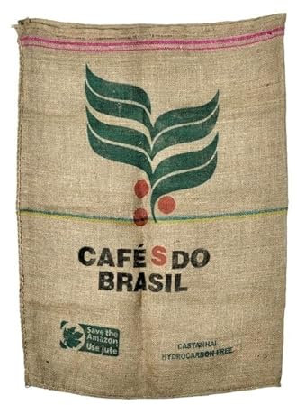 Sacco di iuta grande da caffè do Brasil - per decorazione - Artigianato - Tappezzeria - Giardinaggio-100% naturale tessuto di iuta - dimensioni 70 x 100
